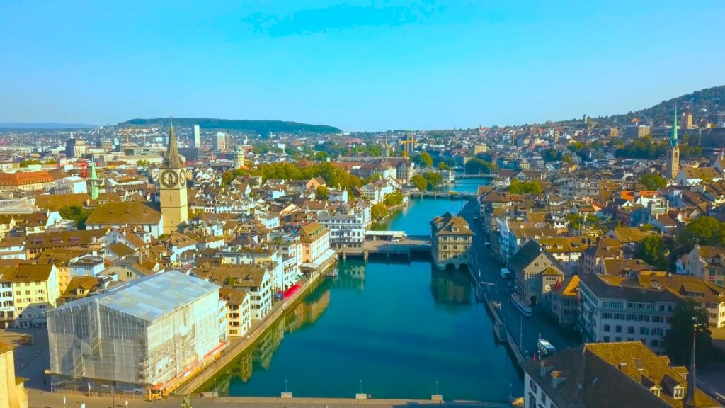 Zurich city, Switzerland, drone view